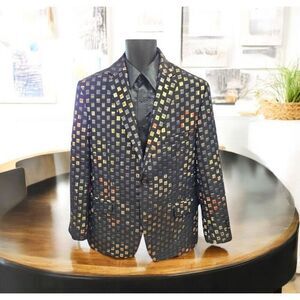 MEN'S EJ SAMUEL MULTI SQUARE COLOR ABSTRACT PATTERN COAT. J25